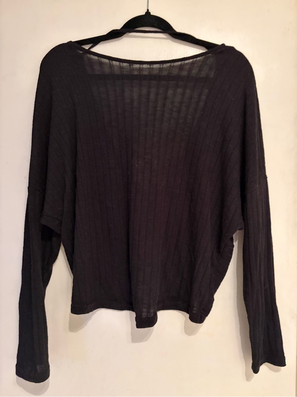 Forever 21 Black Ribbed Long Sleeve Top